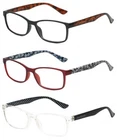 Calabria IM 31275 Reading Glasses +1.50 Black Tortoise,Crystal Clear,Red 3 PACK