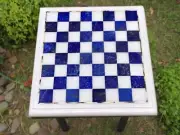 White & Lapis Lazuli Chess Set, Marble Chess Set, Chess Game Board Set Decor
