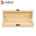 ISITA文具盒,未上漆筆筒木製鉛筆盒,兒童使用平原矩形化妝組織者木製儲物箱學校用品
