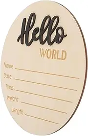 ERINGOGO Wooden Bulletin Board Baby Shower Announcement for Newborn Round Sign Baby Name for Christening Pregnancy