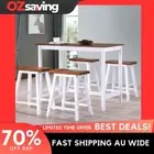 wooden bar set stools table brown white solid easy assemble 5 pieces 5232