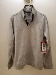 Eddie Bauer Radiator Fleece Pullover Snap Front Top Size MEDIUM Light Gray