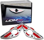iJDMTOY (2) Union Jack Style Wing Emblem Rings For MINI Cooper R55 R56 R57 R58 R59 Door Lock Knobs, Red/Blue UK Flag Design (Does not fit R60 R61 nor F55 F56 models)