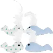 HOMOBABE 4pcs Plush Whale Cat Interactive Kitten Plaything with Cute Whale Shape for Indoor Cats Durable Safe Materials for Endless Fun