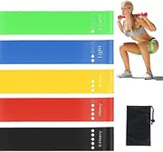 Resistance Fitness Bands, Workout Bands for Women and Men, Stretch Elastic Bands 5 Levels for Legs and Glutes, Suitable for Pilates, Training, Physio, Stretching, Home Gym