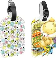 [WOSHJIUK] Luggage Tags,2 Pack Labels Suitcase Tags,Easter Bunny Egg Watercolor,Luggage Tags Privacy Protection Travel Bag Tag