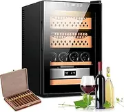 [LBMED] 50L Cigar Temperature Control Cabinet, Electronic Humidor Cabinet with 3-Tier Cedar Wood Shelf, 1° Precise Temperature Control and Humidity 60-80% Adjustable, 360° Air Circulation, for Home