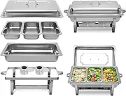 Sliver Chafing Dishes for Buffet, Stainless Steel Chafing Dish Buffet Complete Set, 8 Quart Chafers and Food Warmers Sets for Party, 2Pack 63 * 35 * 31Cm