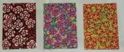 3 ORIGINAL ACEO PAINTINGS DAISY POPPY PSYCHEDELIC FLOWERS RETRO DESIGN ART CARDS