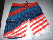 NEW BILLABONG swim board shorts trunks orange blue stripe sz 32