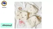 Cotton Neutral Colour Boho Baby Nappy Bag Storage organizer Hook On Stroller