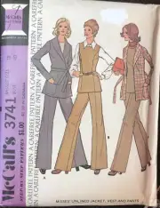 McCalls 3741 Vtg 1970s Misses Jacket Vest Pants Uncut Sewing Pattern Size 18