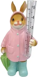 Garden Rain Gauge,Animal Statue Landscape Rainfall Gauge Easy to Read Water Measuring Tool Resin Figurine for Courtyard Porch, Bunny20.4x10.4x7.7cm