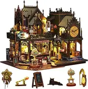 DIY Book Nook Kit, Miniature Dollhouse Kit Home Decor, Model Building Kit with LED Light, Creative Crafts Birthday Gifts for Adults (Holo Magic City)