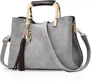 [NICOLE & DORIS] NICOLE&DORIS Women Top Handle Handbags Shoulder Bag Crossbody Bag Tassel Tote Satchel for Ladies PU Leather