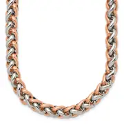 Stainless Steel Chisel Polished Rose Ip-Plated 24 Inch Necklace