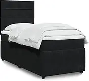 Generic Box Spring Bed with Mattress Black King Single Velvet,3292587
