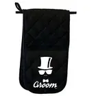 Groom Glasses Top Hat Married - Novelty Mitt Oven Gloves Kitchen Chef BBQ Mitts