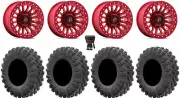 Fuel Rincon Bdlk 15" Wheels Red 30" MotoRavage Tires Polaris RZR XP 1K / PRO XP