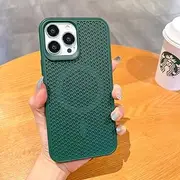 Heat Dissipation for Case for iPhone 15 14 13 12 Pro Max Plus 11 Breathable Wireless Charger Solid Color Cover,DarkGreen,for iPhone 15 Plus