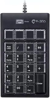 ELSRA USB Wired Programming Numeric Keypad ControlPad Black PK-2068(23 Key 2-level programmable 2 USB Hub) for Windows OS