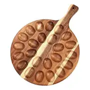 24 Holes Deviled Egg Platter Wooden Easter Deviled Egg Holder Countertop Round Egg