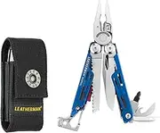 Leatherman Signal Stainless Multitool 17 Tools in 1 with Sheath, 4" Closed Length - Cobalt - Best Camping Tool Box for EDC, Professional Use, DIY Tasks, and Adventures