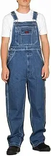 [FiveBrother] Enzyme Washed Hidden Zipper Pocket Denim Bib Overall