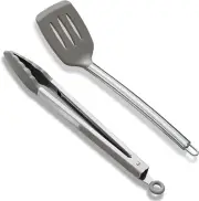 Spatula and Cooking Tong Set, Silicone Slotted Turner, Kitchen Tong, Heat Resist