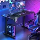 120Cm RGB Gaming Desk with LED Lights, Black PC Computer Desk T Shaped Ergonomic