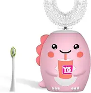 yeklike Kids Electric Toothbrushes, U Shaped Ultrasonic Toothbrush,Rechargeable Kids Toothbrush w/Smart Timer, Sonic Toothbrush Kids with 6 Modes, IPX7 Waterproof Design (2-7 Year Old, Pink)…