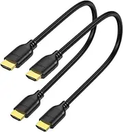 UVOOI Short HDMI Cable 1 Foot 2-Pack, 4K 1ft HDMI to HDMI Cable High Speed HDMI 2.0 Cord Supports 4K@60Hz, HDCP 2.2, 1080P, HDR, 3D, ARC & Ethernet