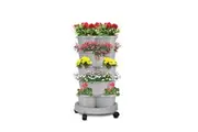 SpringUp 5 Tier Vertical Garden Strawberry Stackable Planters Herbs Petunias Pancy(Light Grey)