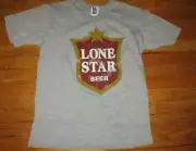 NWOT Grey LONE STAR BEER Logo T Shirt Large Texas BEER By Junk Food 50% 50%