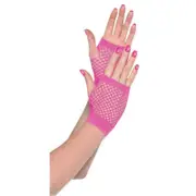 Pink Fishnet Short Gloves