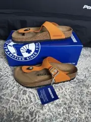 NEW Birkenstock Gizeh Burnt Orange Nubuck Leather Size 37 Reg (Women’s 6-6.5)