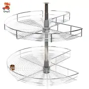 KITCHEN PANTRY CORNER ROTATING CAROUSEL REVOLVING WIRE BASKET Silver 270° 710mm