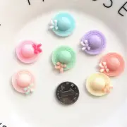 20PCS Colorful Resin 20mm Sunhat Design Cabochons Art Decor Crasting Ornament