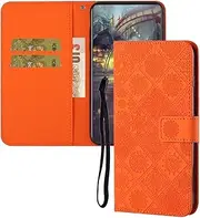 IMEIKONST Compatible with Samsung Galaxy S10E Case, Protective Leather Case Stand Magnetic Flip Wallet Card Slot Shockproof Mobile Phone Case Compatible with Samsung S10E. Orange XCH