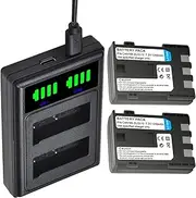 2 Packs NB-2L Batteries Dual Charger with Type C Port for Canon Rebel XT XTi 350D 400D G9 G7 S80 S70S30 L10 Camera