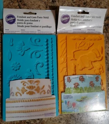 Fondant and Gum Paste Molds from Wilton Lot Of 2 Jungle animals/Damask NEW