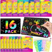 Scratch Paper Party Favor: 16 Pack Rainbow Scratch Notebook Kids Art Craft Su...