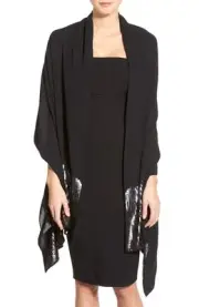 Glint Black Ombré Sequin Chiffon Wrap One Size L2726