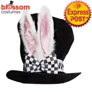N4 Mad Hatter Tea Party Bunny Ears Top Hat Alice In Wonderland Costume Book Week