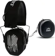 [Walker's] Game Ear Razor Freedom Series Muffs (Flag) with Protective Case Bundle (2 Items)