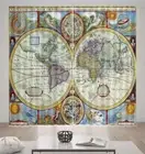 Map Like Comic Book 3D Curtain Blockout Photo Printing Curtains Drape Fabric