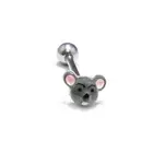 Tongue Piercing Barbell Custom Made Mouse Design 14G