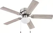 Alvina, 44 Inch Traditional Flush Mount Indoor LED Ceiling Fan with Light, Pull