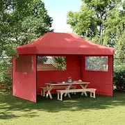 Generic Foldable Party Tent Pop-Up with 3 Sidewalls Burgundy,4005019