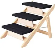 Ｂｅｓｇａ Pet Stair with Step Stable Folding Creative,Carpeted,2 in 1,Dog Stair for Cars Couch High Beds for Small and Older Animals, 3 Steps